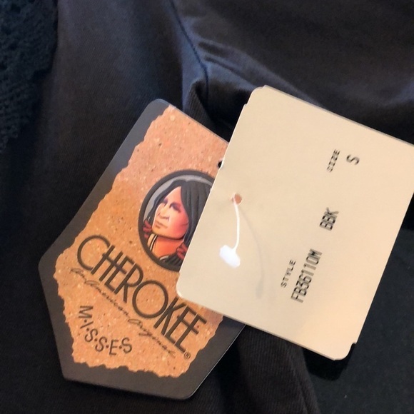 Cherokee an American Original Brown Denim Shawl Collar Boho Jacket S/S - Picture 11 of 12